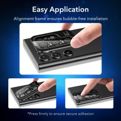 Alternative view of ESR Camera Lens for Samsung Galaxy S22 Ultra Tempered Glass 3D Curved Screen Protector