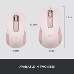 Logitech Signature M650 Wireless Mouse Bluetooth and USB 2-Year Battery, Silent Clicks, Customizable Side Buttons Rose Pink 13 Logitech Signature M650 Wireless Mouse Bluetooth and USB 2-Year Battery, Silent Clicks, Customizable Side Buttons Rose Pink - Image 4