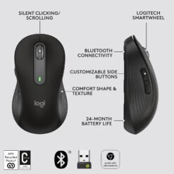 Logitech Signature M650 Wireless Mouse Bluetooth and USB 2-Year Battery, Silent Clicks, Customizable Side Buttons Black 15 Logitech Signature M650
