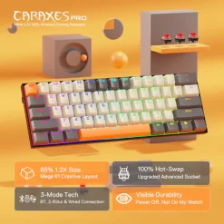 Alternative view of Redragon K644 CARAXES PRO WIRELESS 60% RGB Gaming Keyboard WIRED & 2.4G & BT 3 Mode Connectivity