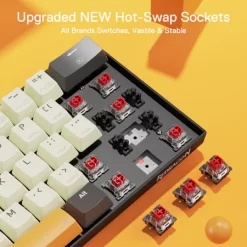 Redragon K644 CARAXES PRO WIRELESS 60% RGB Gaming Keyboard WIRED & 2.4G & BT 3 Mode Connectivity 11 Redragon K644 CARAXES PRO WIRELESS 60% RGB Gaming Keyboard WIRED & 2.4G & BT 3 Mode Connectivity - Image 4