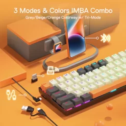 Redragon K644 CARAXES PRO WIRELESS 60% RGB Gaming Keyboard WIRED & 2.4G & BT 3 Mode Connectivity 12 Redragon K644 CARAXES PRO WIRELESS 60% RGB Gaming Keyboard WIRED & 2.4G & BT 3 Mode Connectivity - Image 5