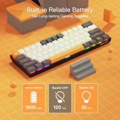 Redragon K644 CARAXES PRO WIRELESS 60% RGB Gaming Keyboard WIRED & 2.4G & BT 3 Mode Connectivity 15 Redragon K644 CARAXES PRO