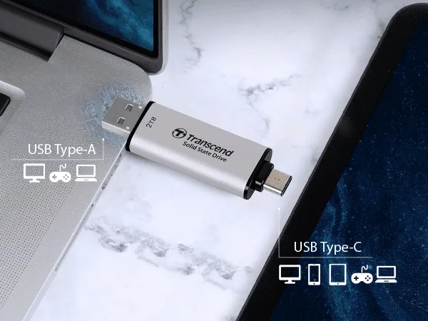 Transcend ESD310S 1TB Portable SSD with Dual Ports USB Type-A and USB Type-C - Image 2