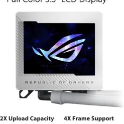 ASUS ROG Ryujin III 360 ARGB All-in-one Liquid CPU Cooler White with 360mm Radiator. Asetek 8th gen Pump, 3X Magnetic 120mm ARGB Fans (Daisy Chain Design), 3.5” LCD Display 11 ASUS ROG Ryujin III 360 ARGB All-in-one Liquid CPU Cooler White