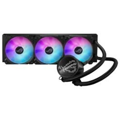 Alternative view of ASUS ROG Ryuo III 360 ARGB all-in-one liquid CPU Cooler with Asetek 8th gen pump solution, Anime Matrix™ LED Display and ROG ARGB cooling fans