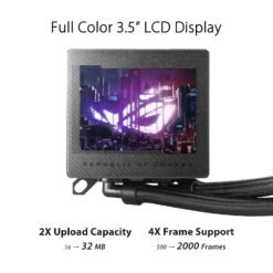 ASUS ROG Ryujin III 360 ARGB All-in-one Liquid CPU Cooler with 360mm Radiator. Asetek 8th gen Pump, 3X Magnetic 120mm ARGB Fans (Daisy Chain Design), 3.5” LCD Display 10 ASUS ROG Ryujin III 360 ARGB All-in-one Liquid CPU Cooler with 360mm Radiator. Asetek 8th gen Pump, 3X Magnetic 120mm ARGB Fans (Daisy Chain Design), 3.5” LCD Display - Image 4