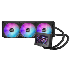 Alternative view of ASUS ROG Ryujin III 360 ARGB All-in-one Liquid CPU Cooler with 360mm Radiator. Asetek 8th gen Pump, 3X Magnetic 120mm ARGB Fans (Daisy Chain Design), 3.5” LCD Display