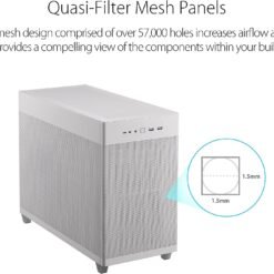 ASUS Prime AP201 MicroATX PC Case White with tool-free side panels and a quasi-filter mesh - Image 3