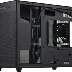 Alternative view of ASUS Prime AP201 MicroATX PC Case with tool-free side panels and a quasi-filter mesh