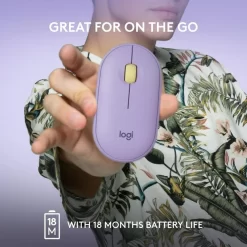 Logitech PEBBLE M350 Silent Wireless and Bluetooth Mouse Lavender Modern and Slim 11 Logitech PEBBLE M350 Silent Wireless and Bluetooth Mouse Lavender Modern and Slim - Image 6