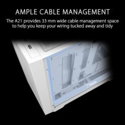 ASUS A21 Micro-ATX Case White Edition Supports Graphics Cards up to 380mm and 360mm Coolers, & Standard ATX PSUs - Image 3