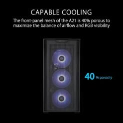 ASUS A21 Micro-ATX Case Supports Graphics Cards up to 380mm and 360mm Coolers, & Standard ATX PSUs - Image 4