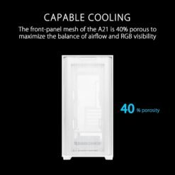 ASUS A21 Micro-ATX Case White Edition Supports Graphics Cards up to 380mm and 360mm Coolers, & Standard ATX PSUs - Image 4