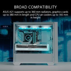 ASUS A21 Micro-ATX Case White Edition Supports Graphics Cards up to 380mm and 360mm Coolers, & Standard ATX PSUs - Image 5