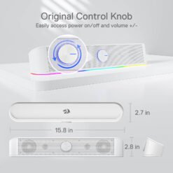 Redragon GS560 ADIEMUS RGB Gaming Sound Bar Speaker White with Aux 3.5mm Stereo Music Smart RGB speakers 8 Redragon GS560 ADIEMUS RGB Gaming Sound Bar Speaker White with Aux 3.5mm Stereo Music Smart RGB speakers - Image 4