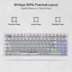Alternative view of Redragon IRELIA K658CT PRO 90% Full-Transparent Mechanical Wireless Gaming Keyboard Tri Mode Bluetooth, 2.4G and Wired Connectivity (Copy)