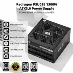 Redragon PS018 80 Plus Platinum 1300 Watt ATX 3.0 Fully Modular Power Supply - Image 5