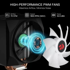 Alternative view of Redragon BALDER Air CC-2199 ARGB Single Tower CPU Air Cooler with 2 PWM Fans
