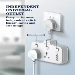 LDNIO SC2413 PD+QC 3.0 Fast Charging Wall Charger 2 Universal Outlets Power Strip Mobile Phone 4 USB Power Socket Adapter 6 LDNIO SC2413 PD+QC 3.0 Fast Charging Wall Charger 2 Universal Outlets Power Strip Mobile Phone 4 USB Power Socket Adapter - Image 3