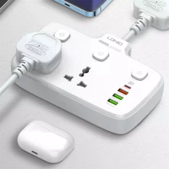 LDNIO SC2413 PD+QC 3.0 Fast Charging Wall Charger 2 Universal Outlets Power Strip Mobile Phone 4 USB Power Socket Adapter 7 LDNIO SC2413