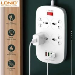 LDNIO SC4407 Power Strip with 4 Sockets and 4 USB Port + Overload Protection QC 3.0 6 LDNIO SC4407 Power Strip with 4 Sockets and 4 USB Port + Overload Protection QC 3.0 - Image 3