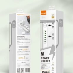 LDNIO SC5614 Power Strip Surge Protector with 5 AC Outlets and 6 USB Charging Ports Intelligent Changing 2500W 2m long extension cord for Home & Office - Image 3