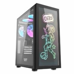 Alternative view of Aigo DarkFlash DK210 Graffiti ATX PC Case with Interactive drawing ARGB front pane Without Fans
