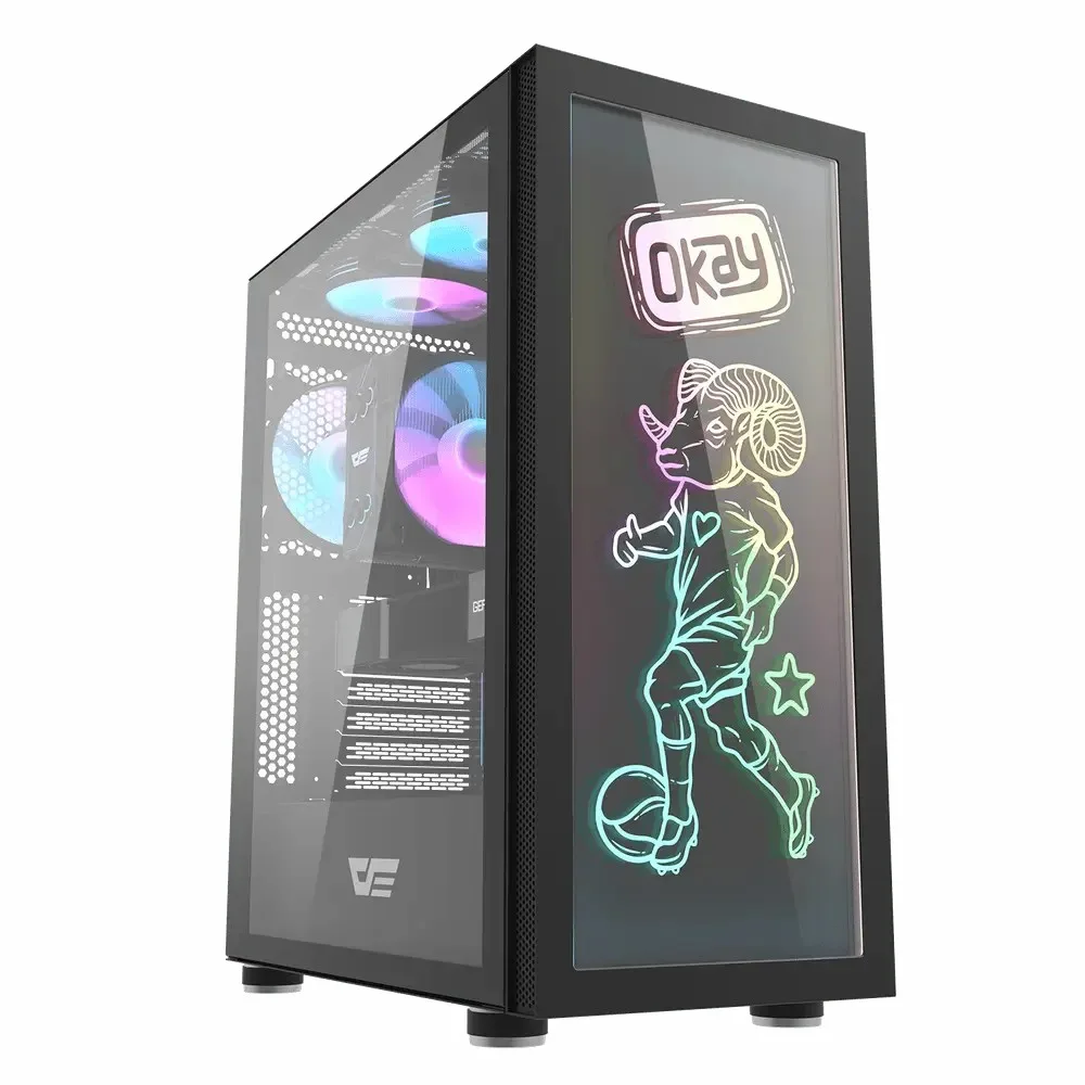Aigo DarkFlash DK210 Graffiti ATX PC Case with Interactive drawing ARGB front pane Without Fans - Image 2