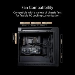 ASUS ProArt PA602 E-ATX Computer Case, 420 mm radiator support, one 140 mm and two 200mm pre-installed system fans, front panel IR dust indicator 9 ASUS ProArt PA602