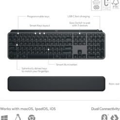 Logitech MX Keys S Combo Performance Wireless Keyboard and Mouse with Palm Rest, Fast Scrolling, Bluetooth, USB C, for Windows, Linux, Chrome, Mac 7 Logitech MX Keys S Combo Performance Wireless Keyboard and Mouse with Palm Rest, Fast Scrolling, Bluetooth, USB C, for Windows, Linux, Chrome, Mac - Image 3