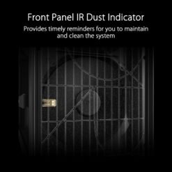 Alternative view of ASUS ProArt PA602 E-ATX Computer Case, 420 mm radiator support, one 140 mm and two 200mm pre-installed system fans, front panel IR dust indicator
