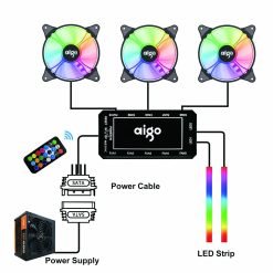 Aigo AR12 Pack of 5 120mm RGB PC Cooling Fans with Controller and Remote Heat 3pin 5v Aura Sync 12cm 6 Aigo AR12 Pack of 5 120mm RGB PC Cooling Fans with Controller and Remote Heat 3pin 5v Aura Sync 12cm - Image 3