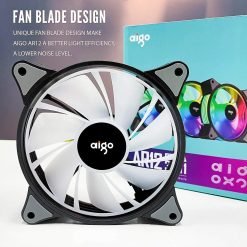 Alternative view of Aigo AR12 Pack of 5 120mm RGB PC Cooling Fans with Controller and Remote Heat 3pin 5v Aura Sync 12cm