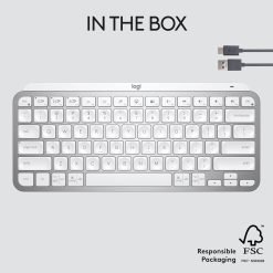 Logitech MX Keys Mini Wireless Keyboard Compact, Bluetooth, USB-C Pale Gray 9 Logitech MX Keys Mini