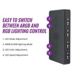 Alternative view of Cooler Master Addressable ARGB LED Controller with 4 x 3-Pin Ports Multiple Colour Effects, Thermal Detection Mode, 4-Pin RGB Device Compatible