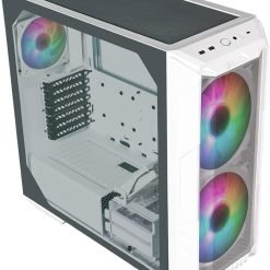 Alternative view of Cooler Master HAF 500 PC Case White Mid-Tower, 2 x 200mm Pre-Installed ARGB Fans for High-Volume Airflow, Rotatable 120mm GPU Fan