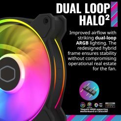 Cooler Master MasterFan MF140 Halo² PC Case Fan with Duo-Ring ARGB Gen 2 LED Rings, 120mm 1600rpm Dynamic PWM, Enlarged Fan Blades 8 Cooler Master MasterFan MF140 Halo² PC Case Fan with Duo-Ring ARGB Gen 2 LED Rings, 120mm 1600rpm Dynamic PWM, Enlarged Fan Blades - Image 4
