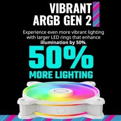 Alternative view of Cooler Master MasterFan MF120 Halo² White PC Cooling Fans Dual Loop Gen 2 ARGB LEDs Rings, Dynamic PWM 120mm