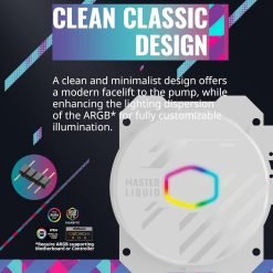 Cooler Master MasterLiquid 360L Core White 360mm Close-Loop AIO Liquid Cooler ARGB Sync, Gen S Coldplate Pump, 120mm PWM, CryoFuze 14W/Mk 9 Cooler Master MasterLiquid 360L Core White