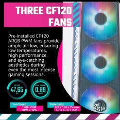 Alternative view of Cooler Master MasterBox 520 Mesh White Airflow ATX Mid-Tower PC Case Mesh Front Panel, Tempered Glass Panel, Gen2 Type-C