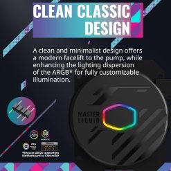 Cooler Master MasterLiquid 240L Core 240mm Close-Loop AIO Liquid Cooler ARGB Sync, Gen S Coldplate Pump, 120mm PWM, CryoFuze 14W/mK 9 Cooler Master MasterLiquid 240L Core