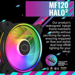 Cooler Master Hyper 212 Halo Black CPU Air Cooler 120 Halo² Fan, Dual Loop ARGB, Aluminum Top Cover, 4 Copper Heat Pipes - Image 3