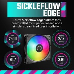 Alternative view of Cooler Master MasterLiquid 360 Atmos ARGB Close-Loop AIO Liquid Cooler Customize Pump, SickleFlow Edge PWM Fans, 360mm Radiator, CryoFuze
