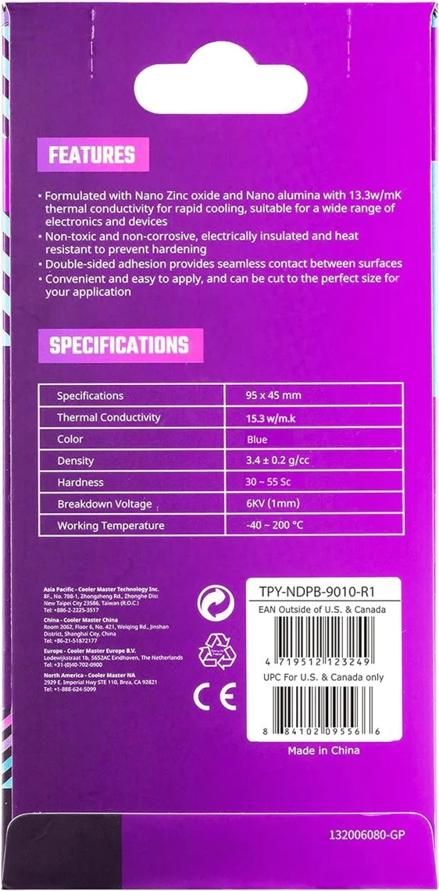 Cooler Master Thermal Pad Pro15.3W/mK Thermal Conductivity, Improves PC Component Cooling, Electrically Non-Conductive 7 Cooler Master Thermal Pad Pro15.3W/mK Thermal Conductivity, Improves PC Component Cooling, Electrically Non-Conductive - Image 7