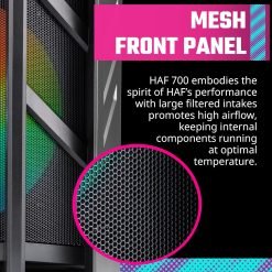 Cooler Master HAF 700 Full Tower PC Case E-ATX High Airflow Mesh Front Panel, Dual 200mm Sickleflow Customizable ARG Fans 11 Cooler Master HAF 700