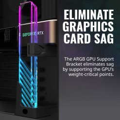 Alternative view of Cooler Master MasterAccessory ARGB GPU Support Bracket Edge-Lit ARGB Tempered Glass, Universal GPU Bracket, Multiple Orientations