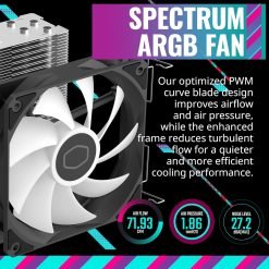 Cooler Master Hyper 212 Spectrum V3 CPU Air Cooler ARGB Sync 120mm PWM Fan, 4 Copper Direct Contact Heat Pipes 8 Cooler Master Hyper 212 Spectrum V3 CPU Air Cooler ARGB Sync 120mm PWM Fan, 4 Copper Direct Contact Heat Pipes - Image 4