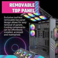 Alternative view of Cooler Master HAF 700 Full Tower PC Case E-ATX High Airflow Mesh Front Panel, Dual 200mm Sickleflow Customizable ARG Fans
