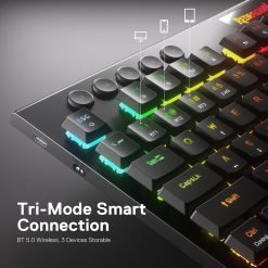 Redragon K618 HORUS PRO 3-Mode Wireless RGB Mechanical Keyboard, BT/2.4Ghz/Wired Low Profile Gaming Keyboard w/Ultra-Thin Design, Dedicated Media Control & Linear Red Switch 7 Redragon K618 HORUS PRO 3-Mode Wireless RGB Mechanical Keyboard, BT/2.4Ghz/Wired Low Profile Gaming Keyboard w/Ultra-Thin Design, Dedicated Media Control & Linear Red Switch - Image 3